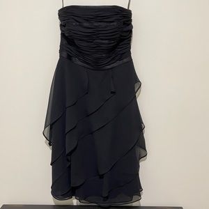 WHBM Strapless Black Ruffle Chiffon Dress Size 0
